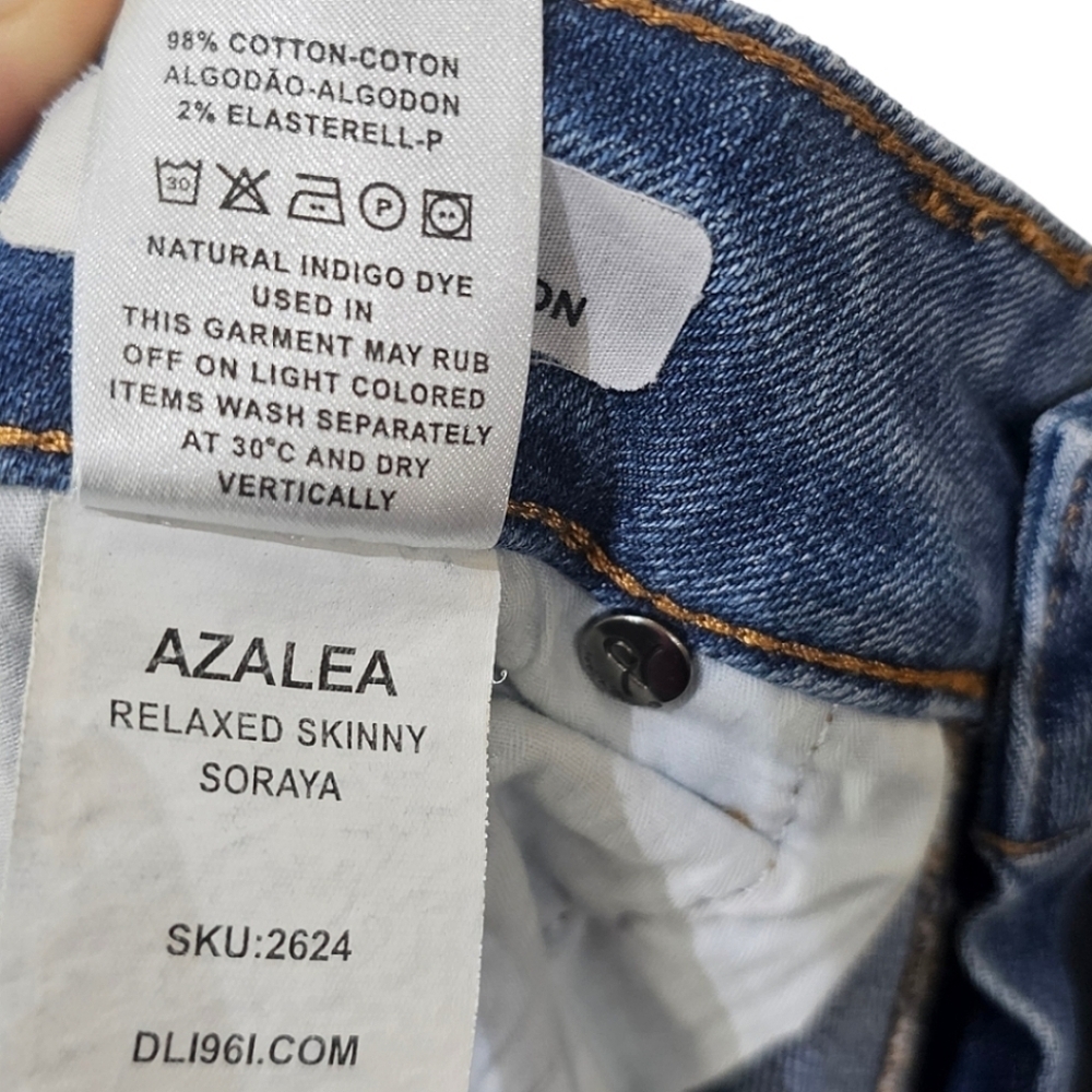 DL1961 Azalea Relaxed Skinny Distressed Denim Jeans 29" Inseam Cotton Casual 25 - Picture 14 of 14